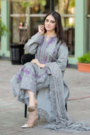 LAWN-3PC UNSTITCHED FULLY EMBROIDERED SHIRT WITH CHIFFON EMBROIDERED DUPATTA-1005