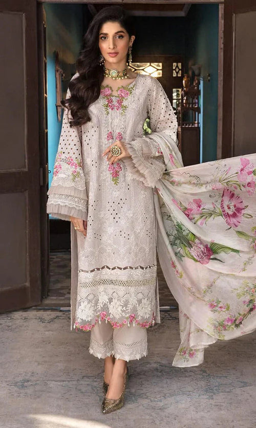 3 Piece Embroidered Lawn Shirt with Digital Printed Poly Lawn Dupatta - EL 12