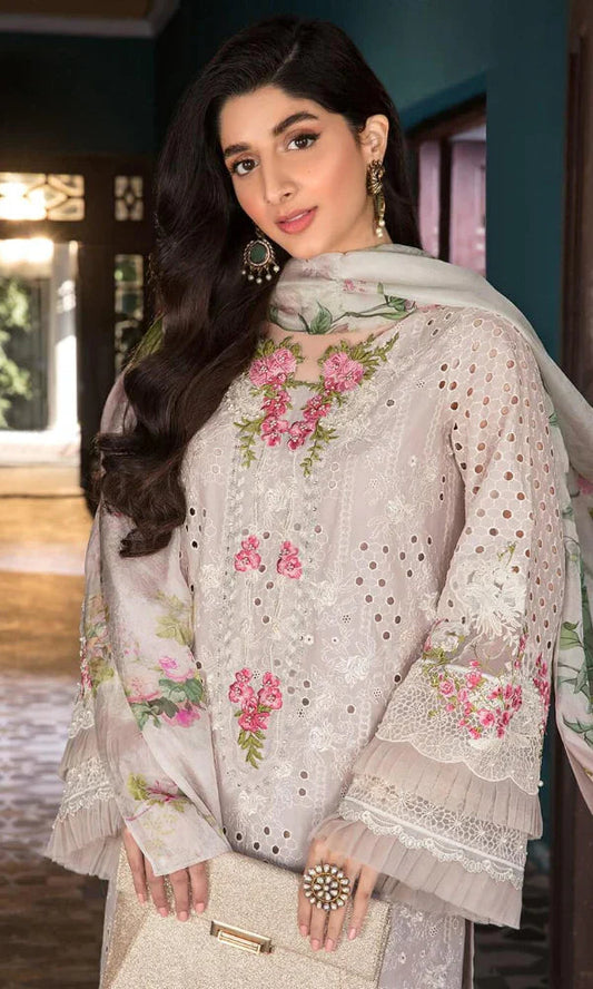 3 Piece Embroidered Lawn Shirt with Digital Printed Poly Lawn Dupatta - EL 12 - Back