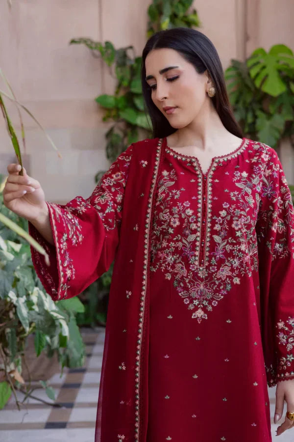 Lawn Embroidered 3pc Suit With Chiffon Embroidered Dupatta 727