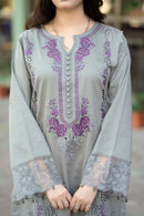 LAWN-3PC UNSTITCHED FULLY EMBROIDERED SHIRT WITH CHIFFON EMBROIDERED DUPATTA-1005