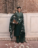 HUSSAIN REHAR-3PC DHANAK EMBROIDERED SHIRT WITH COUTRAI PRINTED SHAWL AND EMB TROUSER SJ-5002